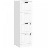 HOMCOM 4 Drawer File Cabinet with Lock Filing Cabinet for A4 Letter White
