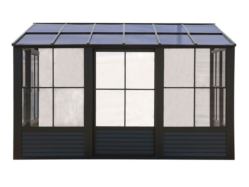 Florence - Wall Mounted Solarium 10x12 Polycarbonate Roof In Black