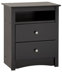 Jade Tall 2-Drawer Nightstand - Black