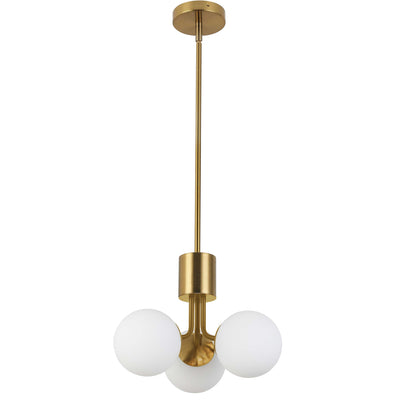 Dainolite Amanda 3 Light Pendant Aged Brass White Opal Glass Lamp|Luminaire suspendu Amanda de Dainolite en verre blanc opale, avec laiton vieilli et 3 ampoules