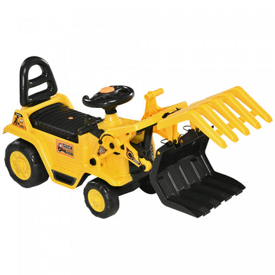Aosom Toy Tractors For Kids Ride On Excavator With Grabber, Ride On Tractor Pretend Play, Constructi|Aosom Kids Pelleteuse Avec Pince, Chariot De Traction Avec Son Realiste, Camion De Construction Avec