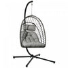 Outsunny Hanging Egg Chair with Stand, Foldable Wicker Rattan Swing Chair