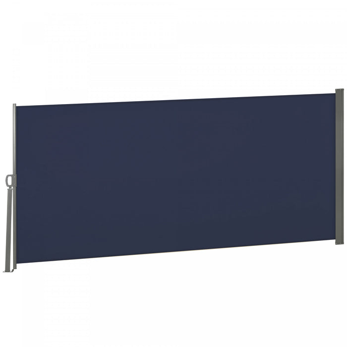 Outsunny 118\" X 63\" Retractable Side Awning Patio Outdoor Folding Privacy Screen With Resistance To Uv Rays & Wind, Dark Blue