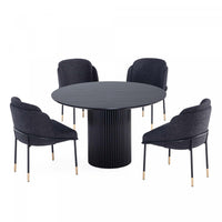 Flor and Hathaway Modern Industry Chic 5-Piece Dining Set in Black