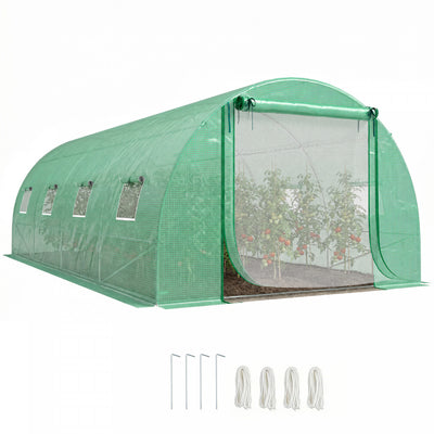 Outsunny Walk-in Tunnel Greenhouse Plant Hot House with Support Rods, Green