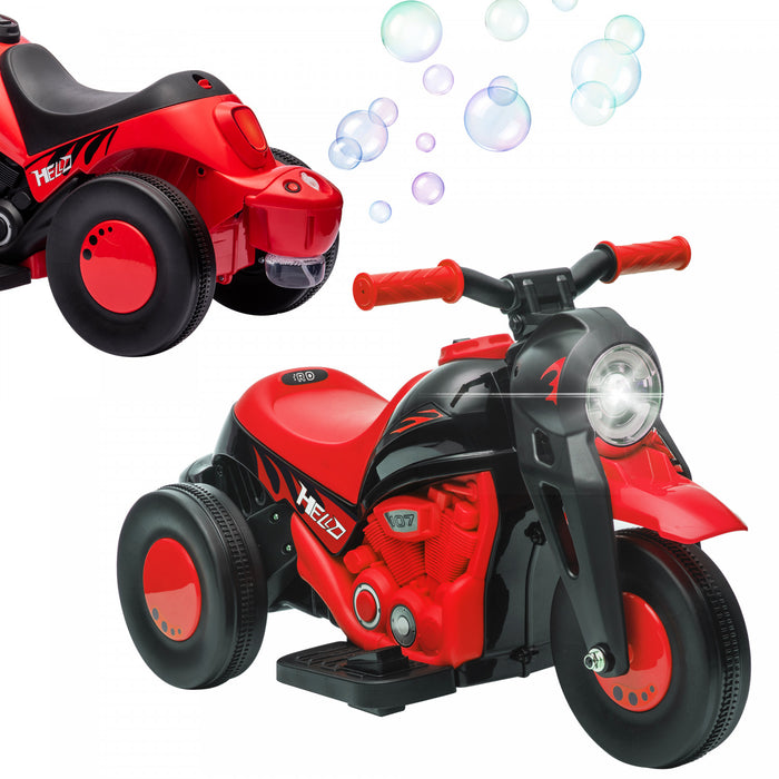 Qaba Electric Motorcycle, Powered Ride-On Bubble Car, 3 Wheels 6v Battery Powered Kids Motorcycle With Led Headlight, Music, Pedal, For 2-5 Years - Black
