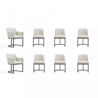 Serena Modern 8-Piece Dining Set in Ivory Dining Chair 