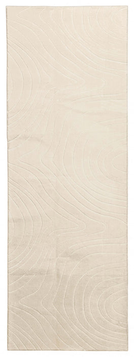 Somos Contemporary Cream Washable Rug 2'8\" x 8'0\" Indoor Area Rug