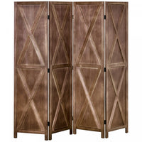Homcom 5.6ft 4-panel Wooden Room Divider With Foldable Design