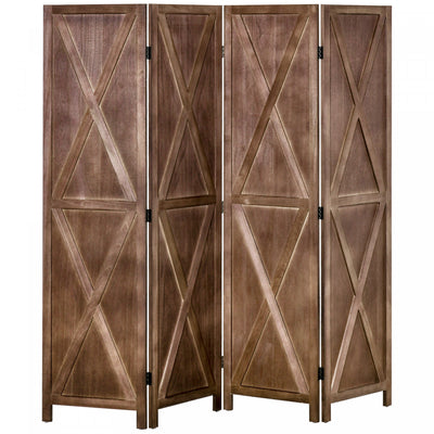 Homcom 5.6ft 4-panel Wooden Room Divider With Foldable Design|Homcom Separateur De Piece En Bois A 4 Panneaux De 5.6" Pliable