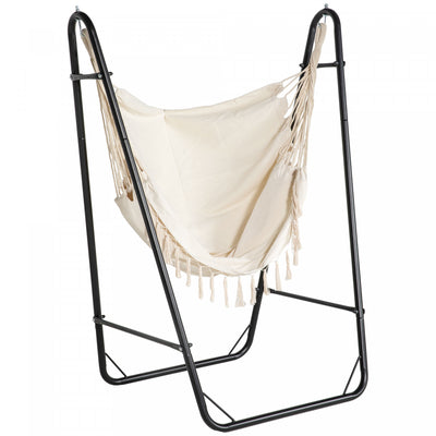 Outsunny Hammock Chair With Stand, Hammock Swing W/ Side Pocket, White|Outsunny Chaise Hamac Avec Support, Balancoire Hamac, Blanc