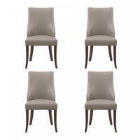 Connie Modern Vegan Leather and Velvet Wood Dining Chair in Taupe - Set of 4