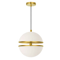 Dainolite Atomic Pendant 30w Aged Brass White Glass Lamp