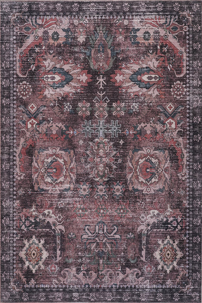 Aqua Brown Flames Washable Non-slip Low Pile Area Rug 5'x7' | Aqua Flammes Brunes Tapis Lavable Et Antiderapant A Poils Ras 5'x7'