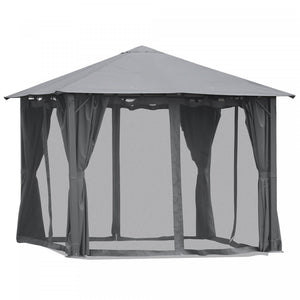Outsunny 10' X 10' Patio Gazebo, Outdoor Gazebo Canopy Shelter With Netting & Curtains, Vented Roof, For Garden, Lawn, Backyard And Deck, Black