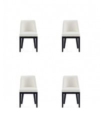 Gansevoort Modern Wood Vegan Leather Dining Chair in Ivory - Set of 4
