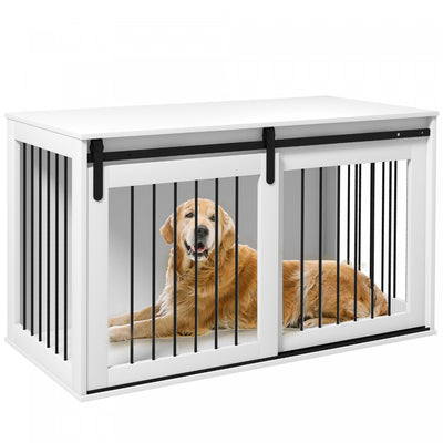 Pawhut Dog Crate Furniture, 46.5" Dog Crate End Table Indoor Dog House For Extra Large Dogs, With Sl|Pawhut Meuble De Cage Pour Chien, 47", Table D'appoint, Niche D'interieur Pour Chiens De Tres Grande