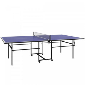 Soozier Full Size Ping Pong Table, Folding Table Tennis Table Set, Blue
