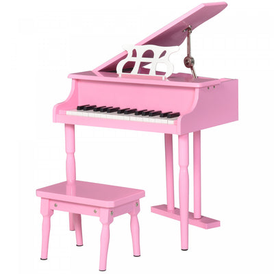 Homcom Modern Kids Piano, 30 Keys, Set Of 2, Mini Toy For Child, Grand Piano With Music Stand And Be|Homcom Piano Moderne Pour Enfants, 30 Touches, Mini Jouet Pour Enfant, Piano A Queue Avec Pupitre Et