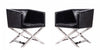 Hollywood Contemporary Vegan Leather Accent Armchair in Black - Set of 2
