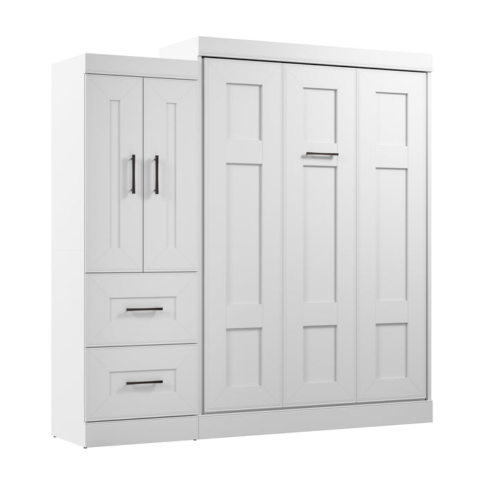 Bestar Edge Full Murphy Bed with Wardrobe (85 W) - White