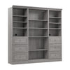 Bestar Versatile 86 W Closet Organizer with Drawers - Platinum Grey