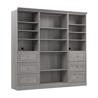 Bestar Versatile 86 W Closet Organizer with Drawers - Platinum Grey