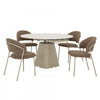 Solene 5-Piece Round Extendable Dining Table Set (32-52 in.) with Upholstered Chairs (Seats 4) | Ensemble de table de salle a manger ronde extensible Solene 5 pieces (32 a 52 po) avec chaises rembourrees (4 places)