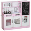 Qaba Play Kitchen For Kids, Kids Kitchen Playset, Pretend Play Kitchen Set With Chalkboard, Ice Maker, Play Phone, Sink, Microwave, 5 Accessories, For Toddlers Ages 3-8 Years