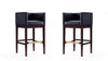 Kingsley Mid-Century Modern Wood Upholstered Barstool in Black - Set of 2