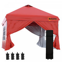 Outsunny 10' X 10' Pop Up Canopy Tent, Instant Sun Shelter, Tents For Parties, With Wheeled Carry Ba