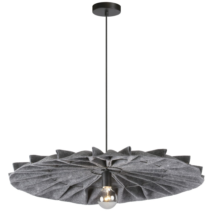 Dainolite Plegado 1 Light Pendant Matte Black Grey Felt Shade Lamp