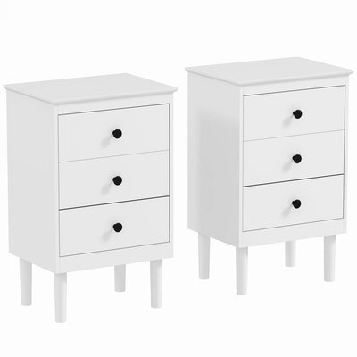 HOMCOM Night Stands Set of 2, Nightstands with 3 Drawers for Bedroom