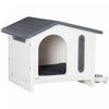 Pawhut Plastic Dog House With Air Vents, Small Dog House With Door Opening, Elevated Floor, Bowl Holder, 2 Bowls, Soft Washable Cushion, For Small Sized Dogs, White
