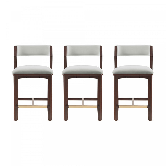 Patricia Modern Wood Upholstered Counter Stool in White Glacier - Set of 3