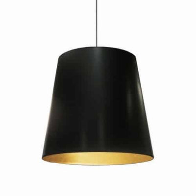 Dainolite Oversized Drum 1 Light Pendant Large Black/Gold Shade Lamp|Grand luminaire suspendu de Dainolite avec très grand abat-jour cylindrique noir et doré, et 1 ampoule