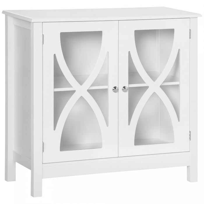HOMCOM Kitchen Sideboard, Glass Door Buffet Cabinet with Adjustable Shelf