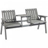 2-seater Outdoor Bench With Table, Wooden Garden Bench, Grey
