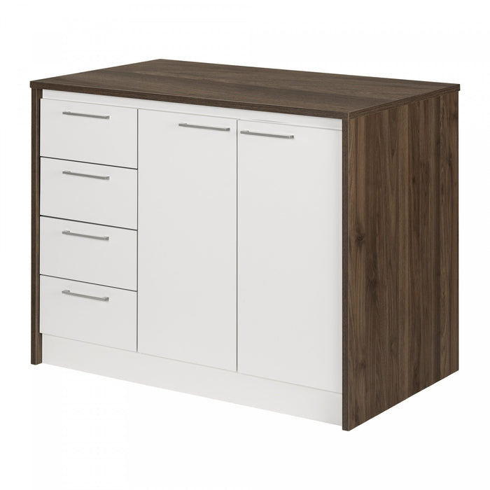 Myro Kitchen Island with Storage Natural Walnut and White - South Shore Kitchen Storage