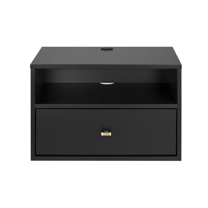 Floating Shelf with Drawer - Black