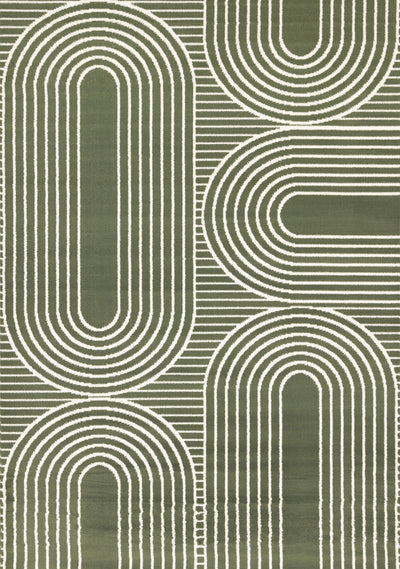 Forte Green White Modern Geometric Arches Area Rug - 7'9" x 10'6"|Carpette moderne Forte verte et blanche à motif d’arches géométriques - 7 pi 9 po x 10 pi 6 po