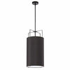 Dainolite Trapezoid 4 Light Pendant Black Drum Shade White Fabric Diffuser Lamp