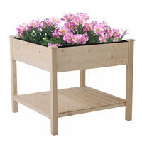Outsunny Wooden Raised Garden Bed With Liner And Drainage Holes, Outdoor Elevated Planter Box With L