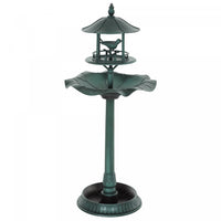 Outsunny 3-in-1 Garden Bird Bath Bowl Pedastal with Bird Feeder, Green