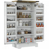 HOMCOM Kitchen Pantry Storage Cabinet with Adjustable Shelves Cream White