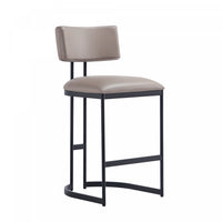 Juno Contemporary Modern Vegan Leather Metal Counter Stool in Taupe 