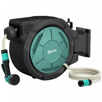 Outsunny Retractable Garden Hose Reel, 1/2 in x 65ft Wall Mounted Water Hose Reel with 7- Function Sprayer Nozzle, Auto Rewind, Any Length Lock, 180° Swivel Bracket, Blue