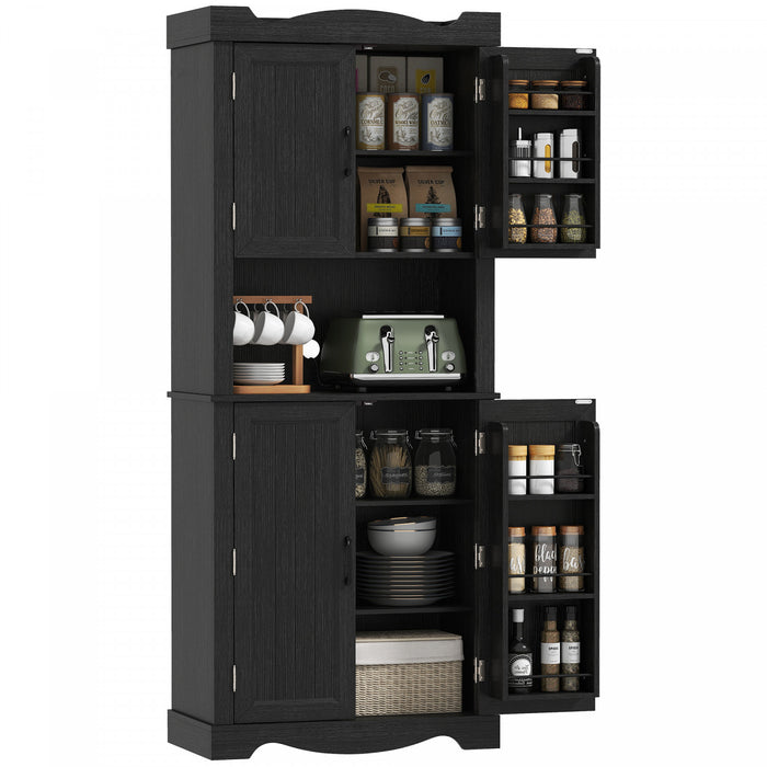 HOMCOM 73\" Kitchen Pantry Cabinet, Kitchen Hutch with Door Shelves, Black