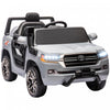Qaba 12v Electric Powered Ride-On Car For Kids, Toyota Land Cruiser Licensed Kids Car With Parent Remote Control, Four Wheel Spring Suspension, Soft Start, Led Light, Music, Horn, Grey