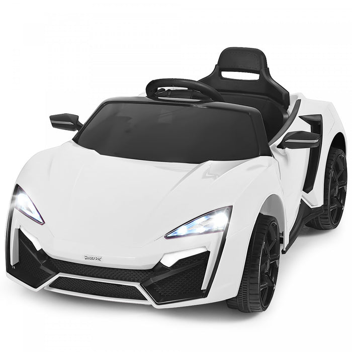 Costway 12v Kids Ride On Car 2.4g Rc Electric Vehicle W/ Lights Mp3 Openable Doors White